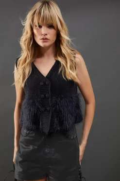 Tops^Nasty Gal Eyelash Knitted Waistcoat |