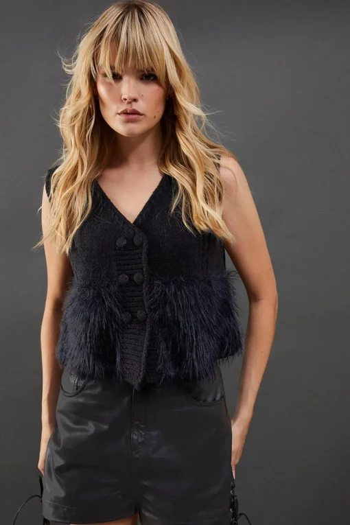 Tops^Nasty Gal Eyelash Knitted Waistcoat |