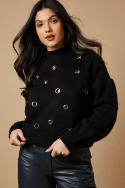 Sweaters|Knitwear^Nasty Gal Eyelet Scoop Neck Jumper |