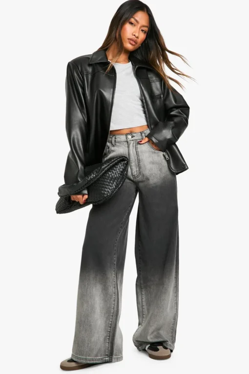 Jeans|Denim^Nasty Gal Faded Wash Detail Wide Leg Jean |