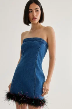 Party Outfits|Formal Wear^Nasty Gal Feather Hem Bandeau Dress |