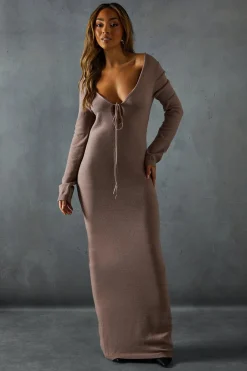 Knitwear^Nasty Gal Fine Gauge Tie Front Knitted Midaxi Dress |