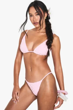 Bikinis|Swimwear^Nasty Gal Floral Embossed Towelling Triangle Bikini Top & Tanga Bikini Bottoms Set |