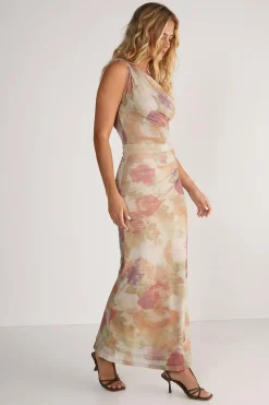 Maxi Dresses|Dresses^Nasty Gal Floral Mesh One Shoulder Maxi Dress |