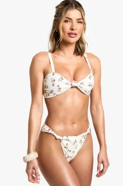 Bikinis|Swimwear^Nasty Gal Floral Print Knot Front Bikini Top & Tanga Bikini Bottoms Set |