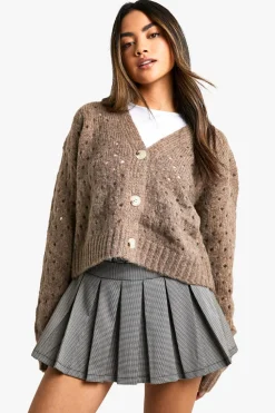 Knitwear^Nasty Gal Fluffy Knitted Hole Detail Cardigan |