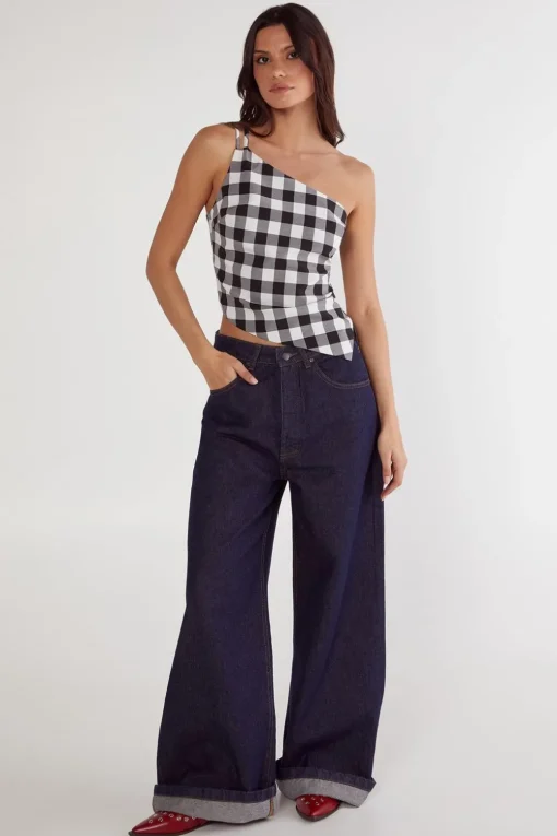 Festival Outfits|Festival Outfits^Nasty Gal Gingham Tailored Asym Neck Top |