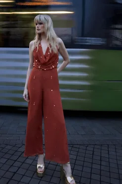 Sequin Outfits|Jumpsuits^Nasty Gal Hand Embellished Sequin Drop Bead Cowl Neck Jumpsuit |