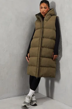 Coats^Nasty Gal Hooded Longline Puffer Gilet |