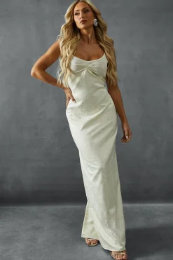 Dresses^Nasty Gal Hotfix Diamante Satin MeshBustStrappyMaxi Dress |