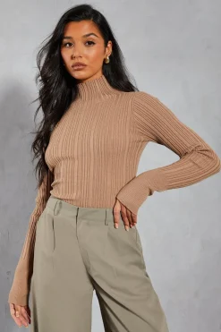Tops^Nasty Gal Knitted Ribbed Grown On Neck Top |