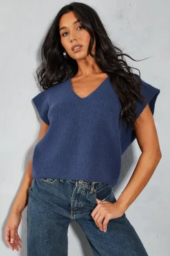 Tops^Nasty Gal Knitted V Neck Boxy Jumper |
