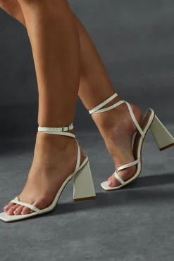 Leather^Nasty Gal Leather Look Barely There Block Heels |