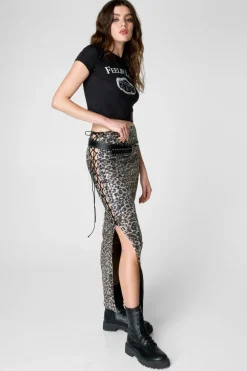 Sequin Outfits|Animal Print^Nasty Gal Leopard Sequin Lace Cut Out Maxi Skirt |