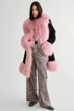 Real & Faux Suede^Nasty Gal Limited Premium Real Suede And Fur Coat |