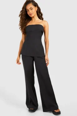 Two Piece Sets|Two Piece Sets^Nasty Gal Linen Look Longline Bandeau & Wide Leg Trousers |