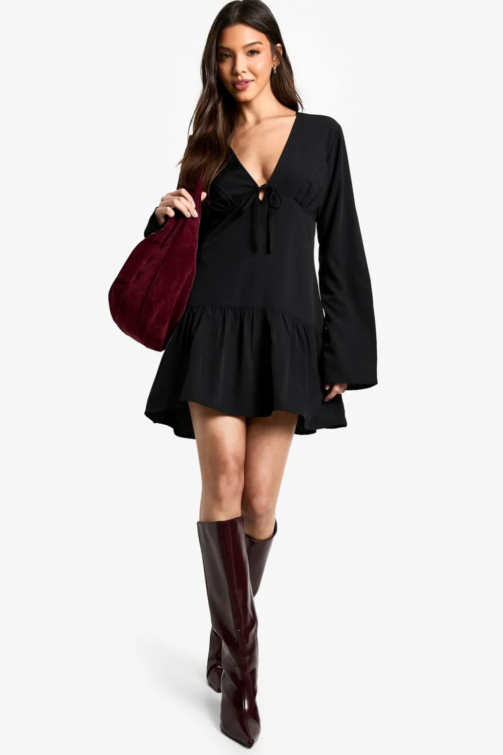 Dresses^Nasty Gal Long Sleeve Tiered Smock Dress |