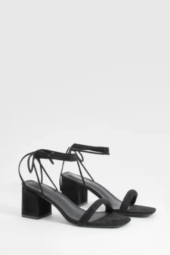 Heels^Nasty Gal Low Block Wrap Up Heels |