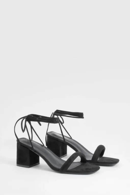 Heels^Nasty Gal Low Block Wrap Up Heels |