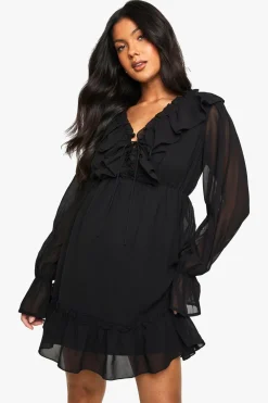 Dresses^Nasty Gal Maternity Chiffon Long Sleeve Ruffle Dress |
