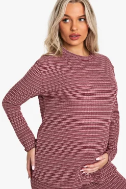 Stripes|Tops^Nasty Gal Maternity Rib Stripe Oversized T-Shirt |
