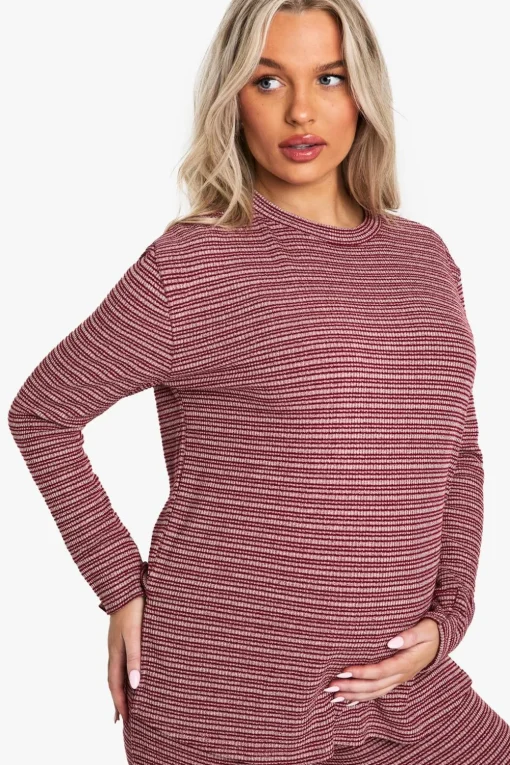 Stripes|Tops^Nasty Gal Maternity Rib Stripe Oversized T-Shirt |
