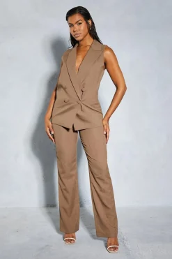 Pants^Nasty Gal Mid Rise Tailored Straight Leg Trouser |