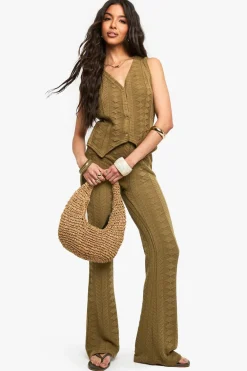 Crochet|Two Piece Sets^Nasty Gal Mix and Match Crochet Textured Patterned Trouser |