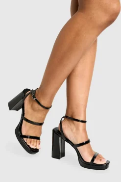 Heels^Nasty Gal Patent Triple Strap Platform Heels |