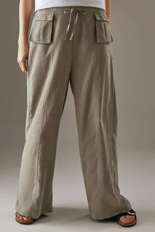Pants^Nasty Gal Peach Satin Utility Pocket Wide Leg Trousers |