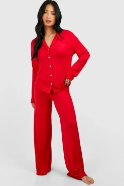 Sleepwear^Nasty Gal Petite Long Sleeve Shirt & Trousers Pyjama Set |