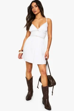 Dresses^Nasty Gal Petite Mini Lace Trim Mini Dress |