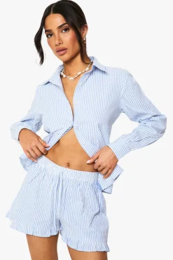 Stripes|Shorts^Nasty Gal Petite Seersucker Stripe Beach Short |