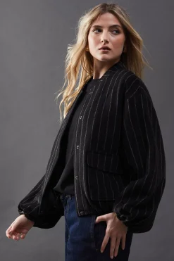 Stripes|Jackets^Nasty Gal Pinstripe Blouson Bomber Jacket |