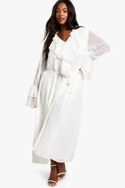 Dresses^Nasty Gal Plus Chiffon Ruffle Tie Belt Skater Maxi Dress |