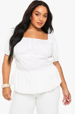 Tops^Nasty Gal Plus Cotton Puff Sleeve Blouse |