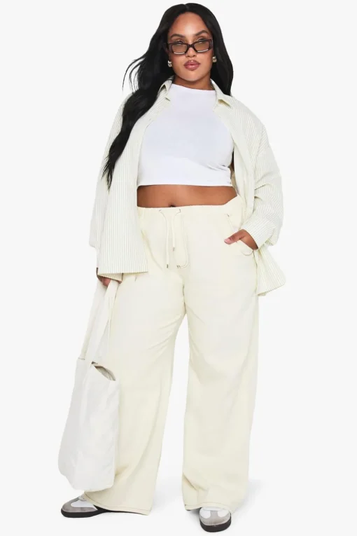 Jeans|Denim^Nasty Gal Plus Drawstring Wide Leg Jeans |