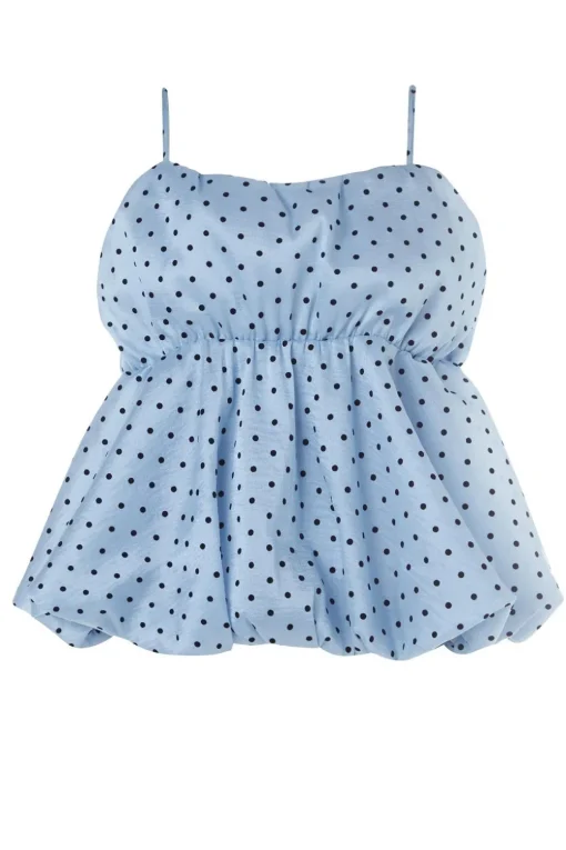 Cami Tops|Tops^Nasty Gal Plus Flocked Polka Dot Bubble Hem Longline Cami Top |