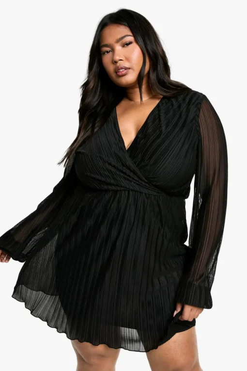 Dresses^Nasty Gal Plus Plisse Skater Dress |
