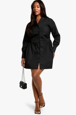 Dresses^Nasty Gal PLUS ROUCHED WAIST SHIRT DRESS |