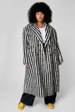 Stripes|Jackets^Nasty Gal Plus Striped Wool Look Coat |