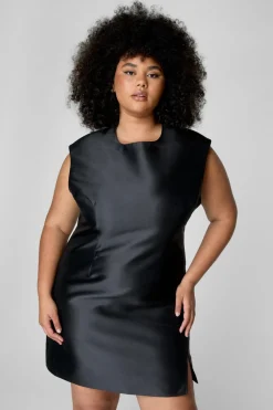Mini Dresses|Dresses^Nasty Gal Plus Structured Satin Shoulder Pad Side Split Dress |