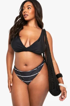 Stripes|Swimwear^Nasty Gal Plus Swimwear Essentials High Waist Stripe Brief |