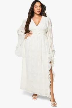Maxi Dresses|Dresses^Nasty Gal Plus Textured Flare Sleeve Maxi Dress |