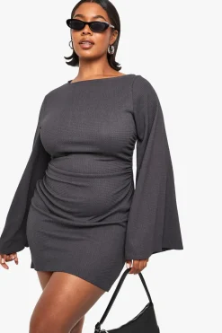 Bodycon Dresses|Dresses^Nasty Gal Plus Textured Ruched Batwing Mini Dress |