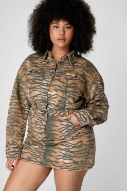 Mini Dresses|Dresses^Nasty Gal Plus Tiger Print Shirt Dress |