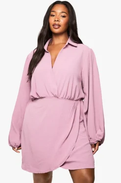 Dresses^Nasty Gal plus wrap mini dress |