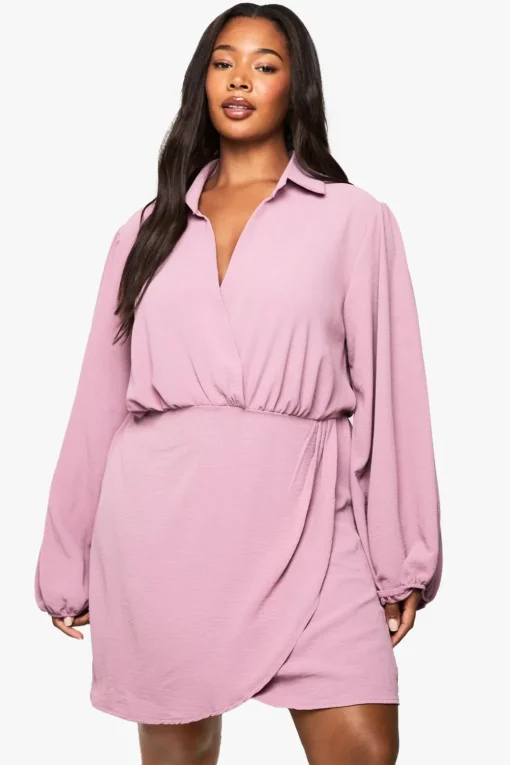 Dresses^Nasty Gal plus wrap mini dress |