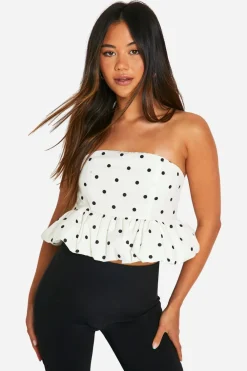 Tops^Nasty Gal Polka Dot Peplum Bandeau |