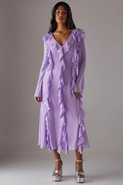 Dresses^Nasty Gal Premium Chiffon Ruffle Tie Cuff Maxi Dress |